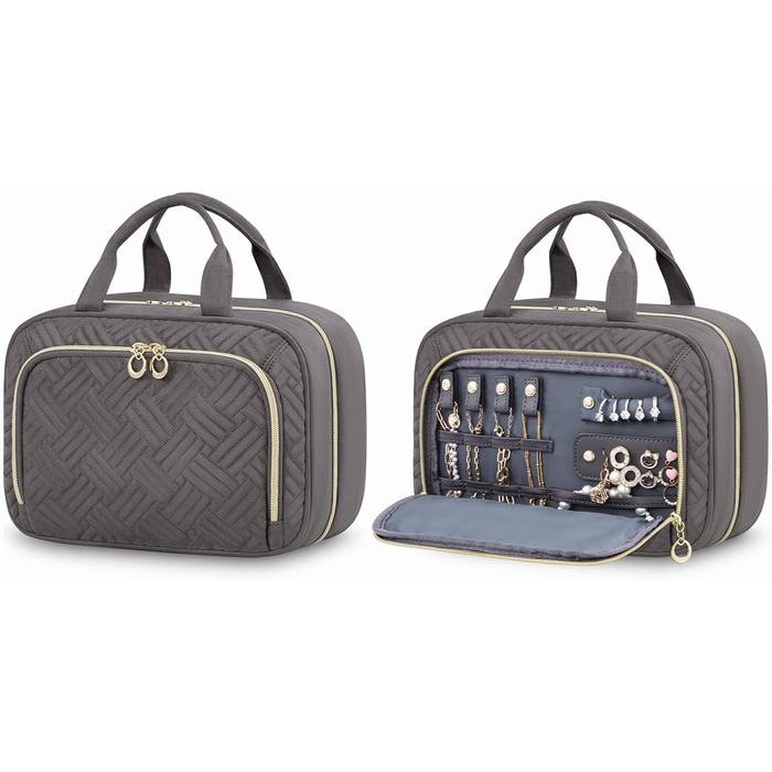 Чоловіча/Жіноча косметичка OVEVOOK водонепроникна для підвішування з гачками, велика з відділенням для прикрас (Сірий, M-Update)