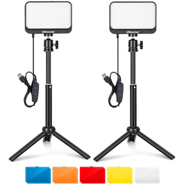 LED відеосвітло UBeesize 2 шт. з регульованою яскравістю, штативом та фільтрами для відеоконференцій, стрімінгу та YouTube