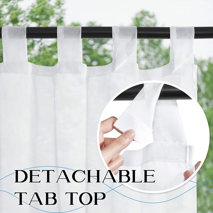 PONY DANCE Outdoor Curtains Waterproof 2-Piece Set H 213 x W 137 cm Outdoor Curtains White Transparent Gazebo Curtains with Removable Loops Outdoor Curtain Terrace