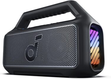 Soundcore Boom 2 - портативна Bluetooth колонка, 80W, сабвуфер, LED, IPX7, USB-C, EQ, BT 5.3, для кемпінгу, пляжу, саду, чорна