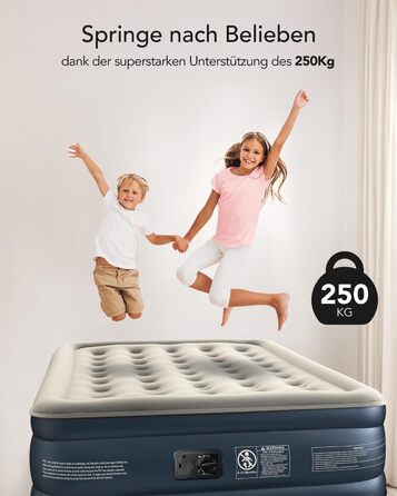 Надувний матрац iDOO для 2 осіб з електричним насосом, 152x203x46 см, для кемпінгу, 295 кг MAX