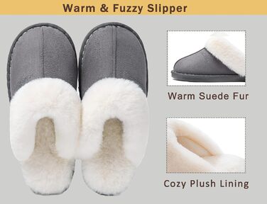 Тапочки халатні Donpapa для дому та вулиці, зимові, теплі, з м'якою устілкою з піною пам'яті, штучне овече хутро, антиковзаюча підошва, розмір 38.5/40 EU, темно-сірий