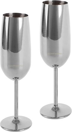 Склянки для шампанського та ігристих вин Echtwerk: нерозбивні, з нержавіючої сталі, 2 шт., 250 мл, срібна серія (набір)