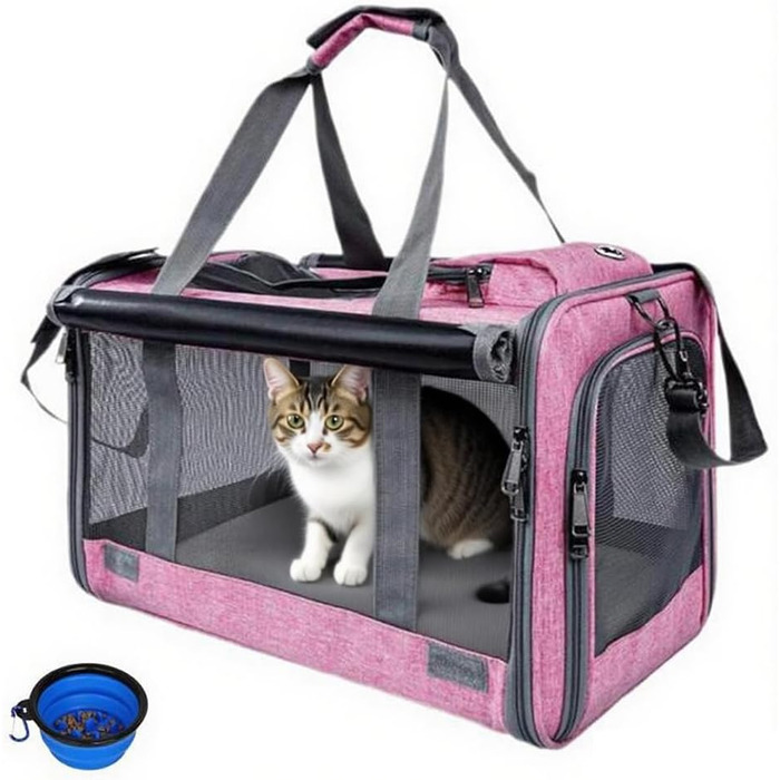 Транспортна переноска для собак та котів, складана, рожева, 46x46x30 см