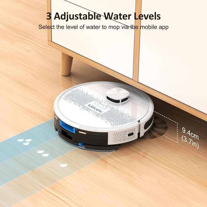 Робот-пилосос Lubluelu SL60D з функцією миття, 4500Pa, лазерна навігація, керування через додаток, для тварин, килимів, твердих підлог, білий