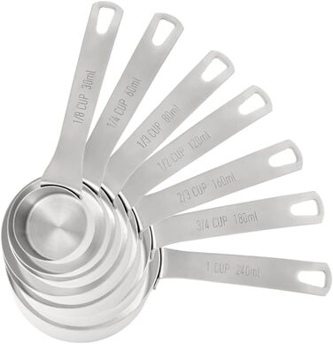 Набір мірних склянок Chef Pomodoro з нержавіючої сталі (7 шт., 30–240 мл) – для кухні та випічки