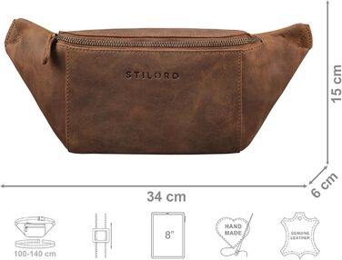 STILORD 'Pino' Елегантна поясна/грудна сумка з екошкіри для жінок та чоловіків. Компактна, вінтажна, з натуральної шкіри, колір: (Mittel - Braun)