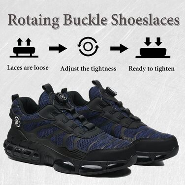 Чоловічі робочі черевики з металевим носком, спортивного стилю, дихаючі, з поворотним затвором (41 EU, блакитні)