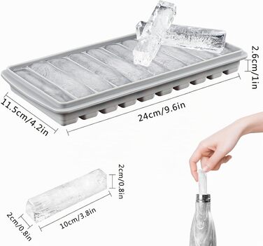 Силіконова форма для льоду LessMo з кришкою, BPA-free, LFGB сертифікована, на 10 осередків для коктейлів, віскі та напоїв, багатоколірна