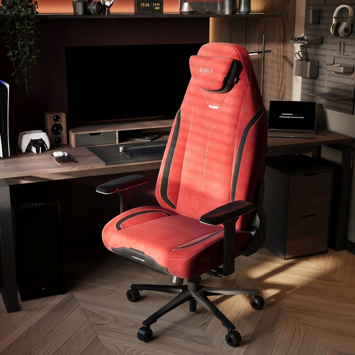 Ігрове крісло Diablo Chairs X.EYE PRIME, тканина, чорно-червоне