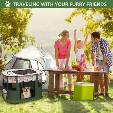 Складана огорожа для собак, вольєр для цуценят, переносний вольєр для тварин, вольєр для цуценят для дому, складаний вольєр для кошенят, собак, кроликів, XL (Темно-зелений), 110 * 85 * 58 см