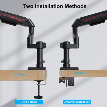 Кронштейн для монітора Fydeamer з газовим ліфтом, посилений тримач для екранів 17-35 дюймів, регулювання висоти та нахилу, VESA-кріплення на стіл, чорний