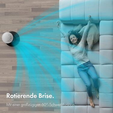 Турбовентилятор VonHaus 87 см: тихий, з пультом, для будь-якої кімнати. 2 швидкості, 2 роки гарантії, чорний