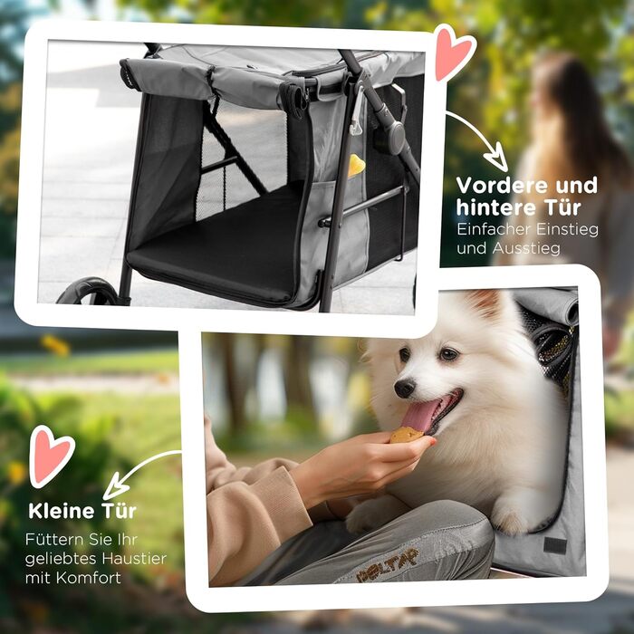 Візок для собак PawHut: зручний прогулянковий візок для собак та котів, сірий+чорний, 107 x 67 x 102 см