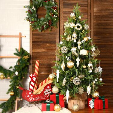 Набір прикрас для ялинки Shareconn 135 шт: міцні ялинкові кулі різних розмірів та кольорів (червоний, зелений, золотий)