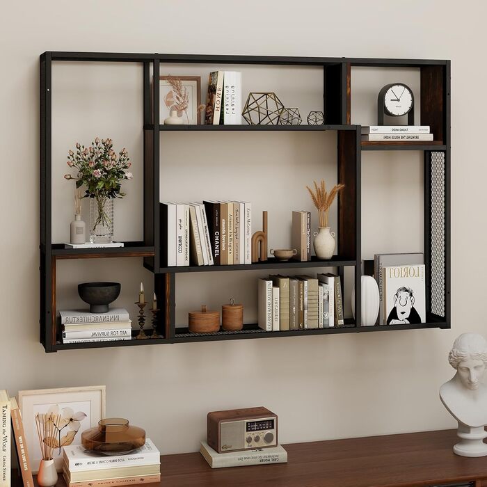 Стильне металеве виноградне реіал на стіну з LED-підсвічуванням, 3 яруси, чорний, 120x80 см