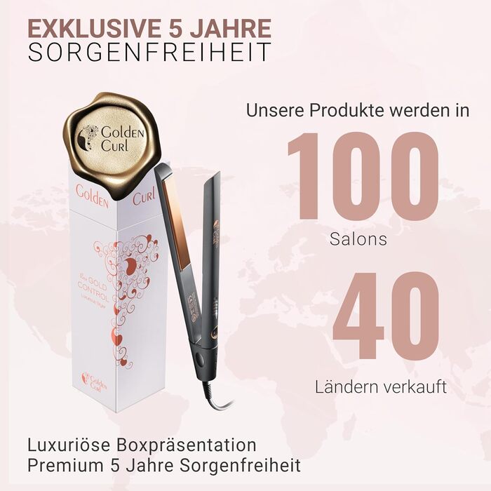2-in-1 Hair Straightener & Curling Wand - Control Rose Gold - 5 Year Warranty