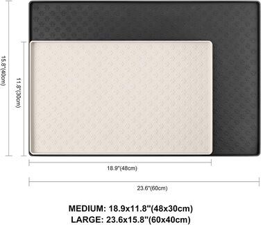 Підставка для миски для собак та котів Umtiti 60x40 см, кремового кольору, водонепроникна, з силікону, не слизька, для годування, L-1 шт.