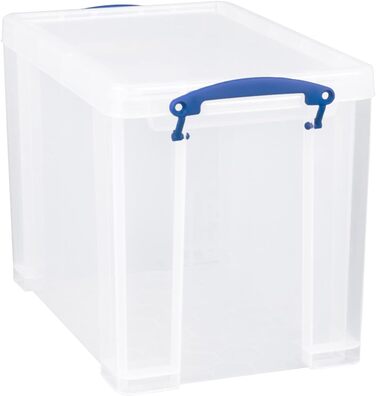 Really Useful Plastic Storage Box, lightweight, robust, stackable, 24 Liters, 290 x 465 x 270 mm, transparent