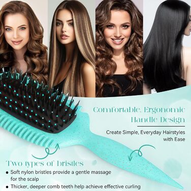 Щітка для локонів Lockenbürste: антистатична стилінг-щітка з вентиляційним дизайном для мокрого та сухого волосся, ідеальна для кучерявого волосся та створення об'єму (зелена)