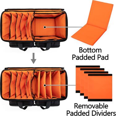 Сумка для DJ Trunab з органайзером для кабелів, знімним м'яким дном та 9 перегородками. Містка сумка для DJ-обладнання, музичних інструментів та аксесуарів