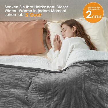 Електрична ковдра Airfish 180x130 см – преміум-якість, 6 режимів нагріву, таймер 12 годин, автовимкнення, економна та придатна для прання