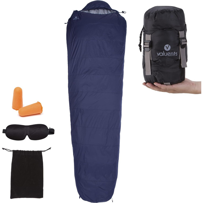 Спальний мішок Outdoor Daunenschlafsack: ультралегкий, теплий, з наповнювачем з гусячого пуху (190г) + маска для сну та беруші