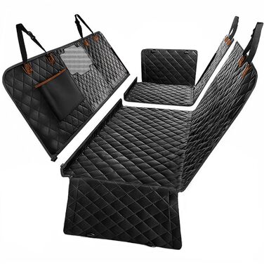 Накидка на заднє сидіння автомобіля для собак Fudajo 137x147 см, роздільна захисна накидка з віконцем, чорний чохол