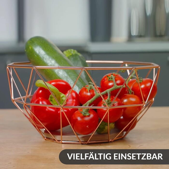 Металева фруктова ваза Chefarone - декоративний вінтажний кошик для фруктів (26x26x12 см, коричневий)