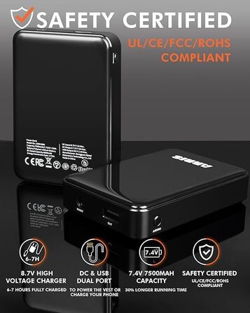 Електрична гріюча жилетка ARRIS, універсальний розмір, чорна. Підходить для відпочинку на природі, кемпінгу, походів та гольфу. В комплекті акумулятор 7.4V.