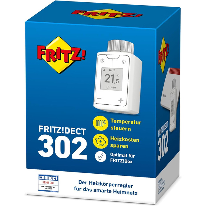 FRITZ!DECT 302 - розумний терморегулятор для опалення, сумісний з FRITZ!Box та звичайними термостатичними клапанами