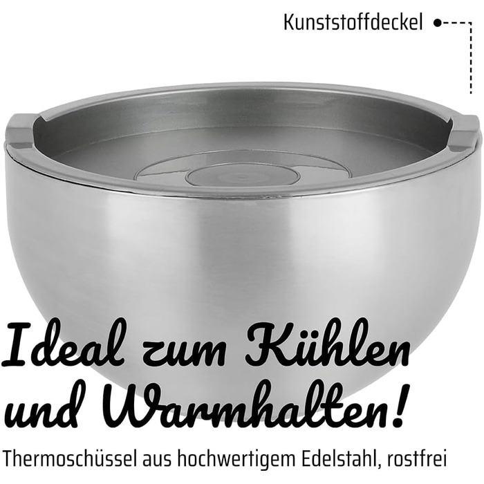 GSW 824019 Thermoset with Plastic Lid, 6-Piece, Stainless Steel, Silver, 26 cm, 6 Units
