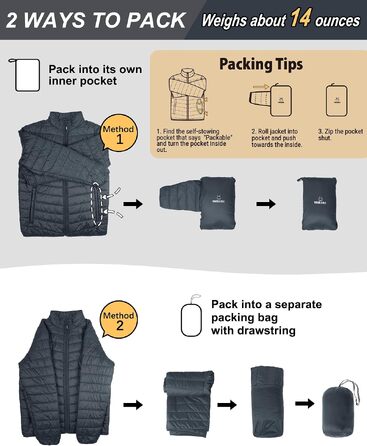 Чоловіча утеплена куртка Outdoor Ventures — компактна пуховика-пакувальна, тепла, темно-сіра (Розмір XL)