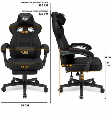 Ігрове крісло IMBA seat Emperor, тканина, чорне