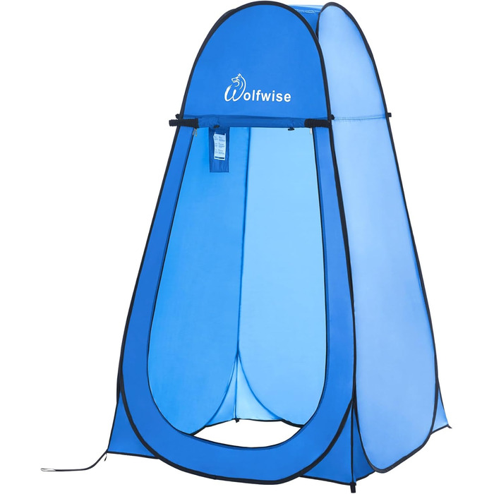 WofWise Portable Pop-Up Shower Toilet Tent - Outdoor Privacy Shelter for Camping, Hiking, Beach & Travel (Blue, XL)