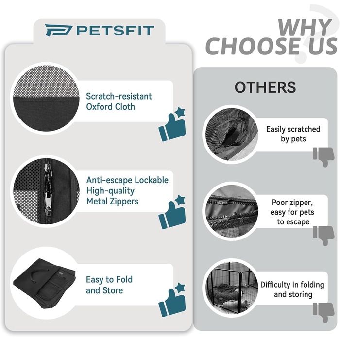 Переносний вольєр для цуценят та дрібних тварин PETSFIT - вольєр для собак, котів з водонепроникним дном, поп-ап система, сірий/зелений, 92x84x53 см