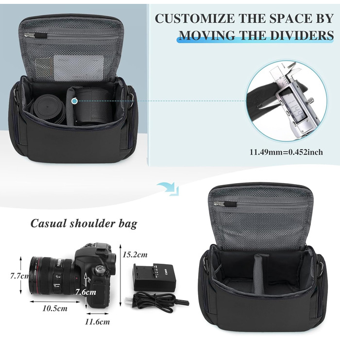 Сумка для камери Baigio: фотосумка для DSLR/SLR камер, об'єктивів та аксесуарів (чорна)