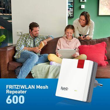 Повторювач Wi-Fi FRITZ!WLAN Mesh 600 - Mesh система, WLAN N до 600 Мбіт/с (2.4 ГГц), WPS, компактний, німецька версія