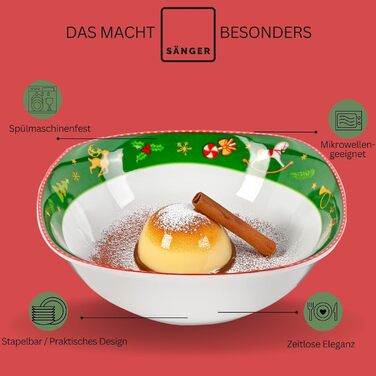 SÄNGER Tafelservice Bilgola: 18-Piece Porzellan Geschirr Set für 6 Personen | PREMIUM COLLECTION (Design Nussknacker)