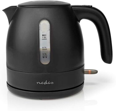 Чайник електричний 1.0 л, пластик, чорний, поворотний на 360°, прихований нагрівальний елемент, Strix Controller, захист від перегріву, колір синій