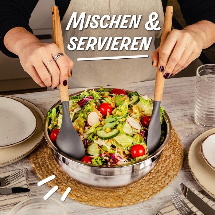 Набір з 3 нержавіючих мисок з кришкою Praknu - великі, з антиковзним покриттям, герметичні, з мірною шкалою, економні