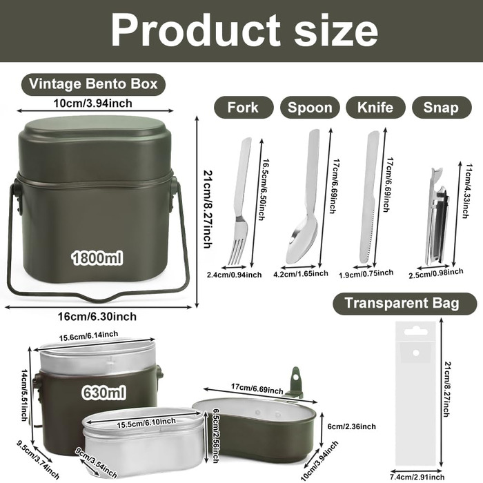 Набір посуду Bundeswehr: термостійкий, для кемпінгу, приготування їжі на відкритому повітрі, з алюмінію, для виживання, армійського користування. Включає столові прибори з відкидним ручками.