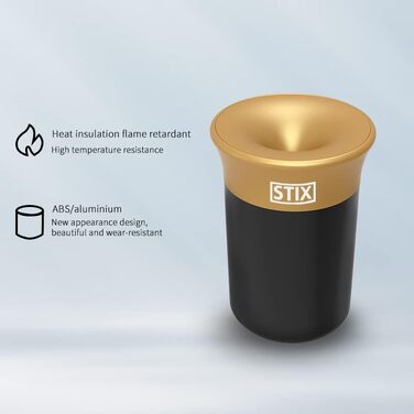 STIX-Becher Auto Aschenbecher (available in 2 colors) compatible with IQOS Iluma Prime One Terea, Duo 3 Heets, GLO Neo Tobacco Sticks - black/gold
