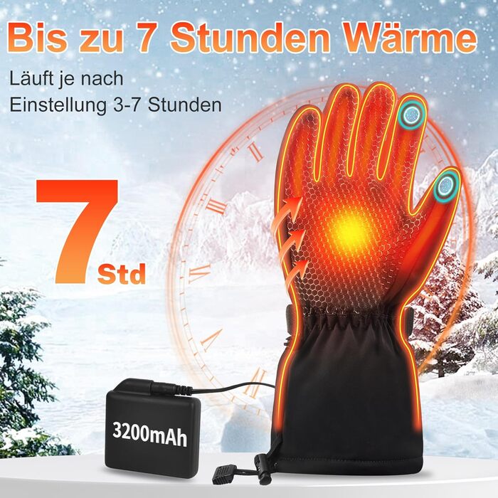 Електричні гріючі рукавички для катання на лижах, велосипеді та мотоциклі з акумулятором 7.4V 6400mAh, 3 режими нагріву, зимові рукавички