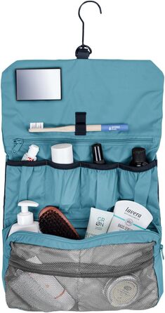 Косметичка VAUDE WegaWrap з дзеркалом, тримачем для зубної щітки та гачком для підвішування, водостійка, з продуманою внутрішньою організацією (Baltic Sea)