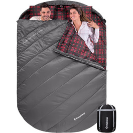 KingCamp 2-Person Sleeping Bag - Winter Warm Outdoor Sleeping Bag for Camping & Travel - 3-4 Season, Lightweight, with Flannel Pillows
