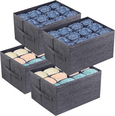 EASEVE 4-Piece Closet Organizer Drawer Storage Box for Clothes - 12-Cell Drawer Organization System Closet Clothes Storage Boxes for Jeans, Pants, Towel, Shirt, Sweater