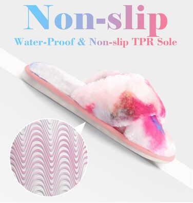 Тапочки жіночі Ankis з плюшу, теплі зимові, з перехресними ремінцями, з піною з пам'яті, з відкритими пальцями, пухнасті, для дому та вулиці (білий, чорний, сірий, верблюжий) (36/37 EU, кольори веселки)