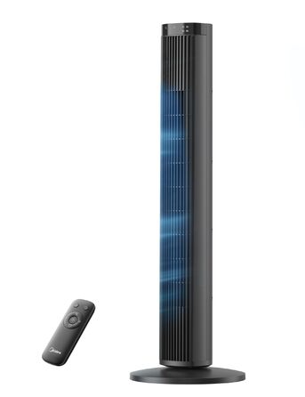 Вентилятор підлоговий Midea FZ10-26MR (BL) 96 см, з пультом, тихий 33 дБ, з осциляцією 90°, таймер 15 год, LED дисплей, 4 швидкості/режими, для спальні та офісу, чорний
