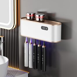 Електричний стерилізатор для зубних щіток UV, USB-організатор для 5 щіток, сушка, настінний, білий